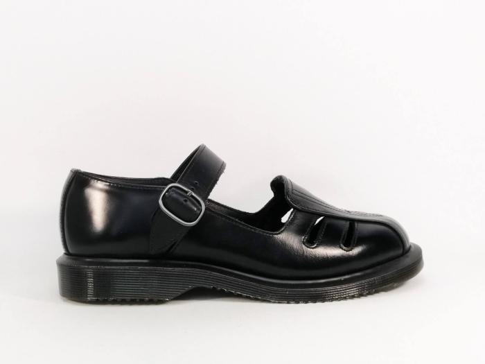 Babies femme destockage DR MARTENS deardra cuir noir à pas cher