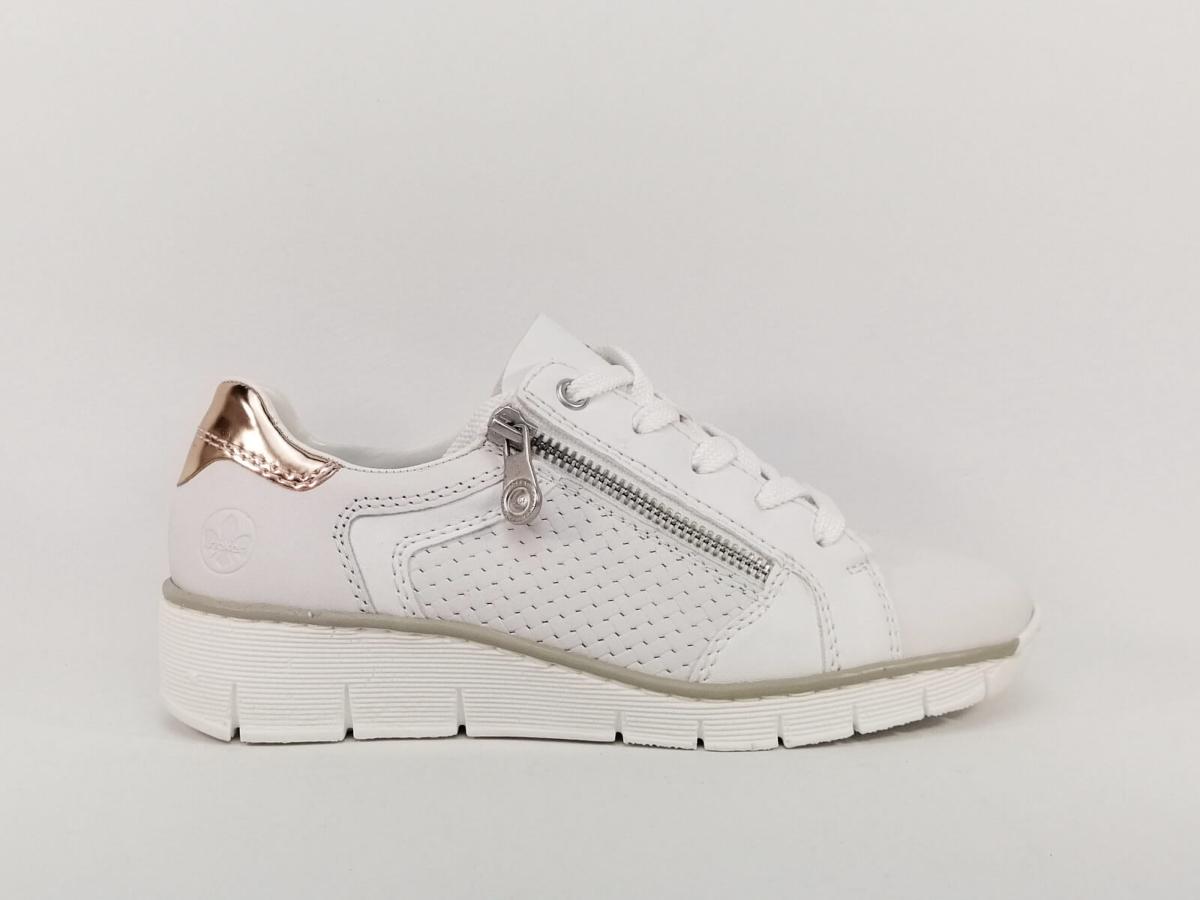 Basket RIEKER Cuir Blanc Confort Femme I Pointure Plus