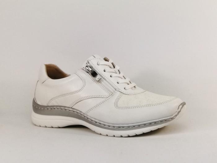 Basket femme pied large et sensible cuir blanc confortable largeur h CAPRICE 23718
