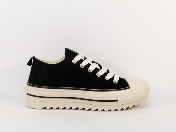 Basket femme toile noire confortable et tendance destockage REFRESH 172199