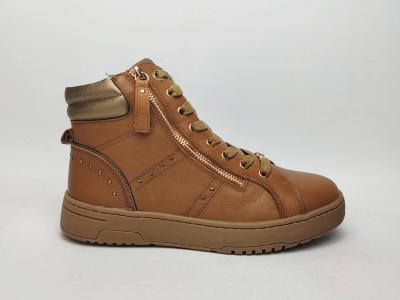 Basket montante femme cuir souple camel destockage CARMELA 161805 à pas cher confortable