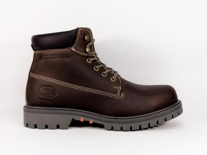 Boots homme cuir marron de travail résistante et confort DOCKERS 53AX003 à lacets