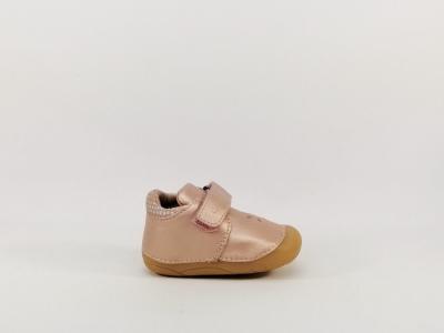 Chaussure premiers pas fille bébé cuir souple rose destockage ASTER kimousi