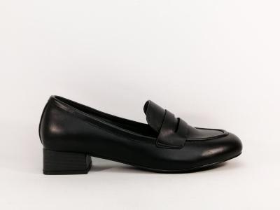 Mocassin grande taille femme à talon noir chic en destockage ANDRES MACHADO AM6009 à pas cher