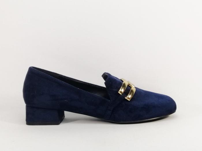 Mocassins femme grande taille marine à talon chic destockage ANDRES MACHADO AM5715 à pas cher