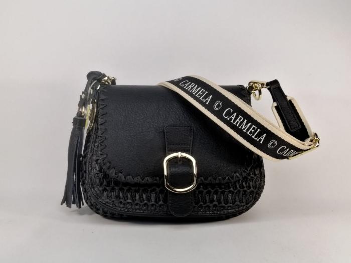 Sac à main femme cuir noir raphia tendance à pas cher en destockage CARMELA 186139