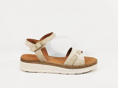 Sandales plateforme femme chic cuir beige semelle confortable moelleuse CAP BASSIN 26012