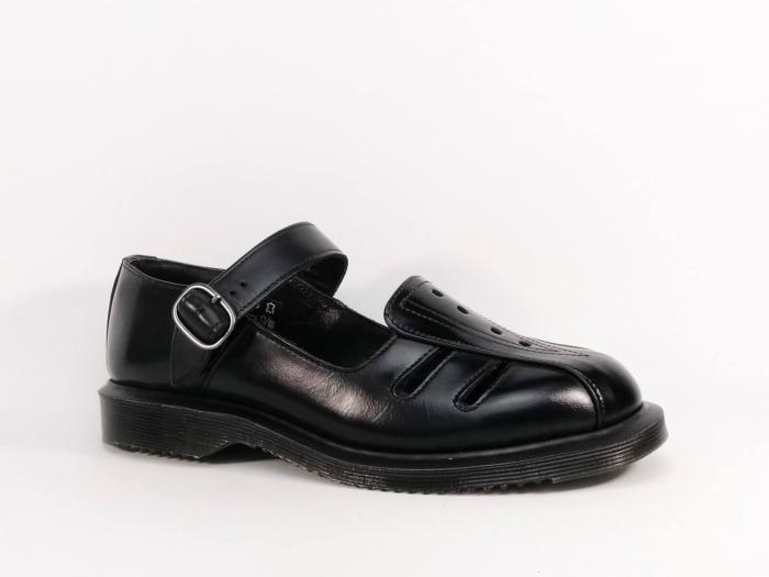Babies femme destockage DR MARTENS deardra cuir noir à pas cher