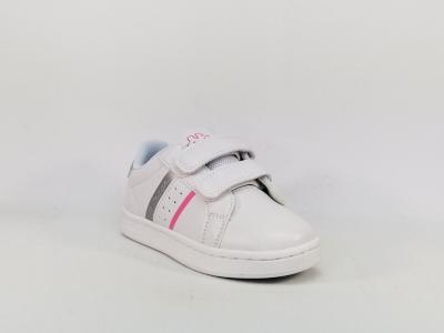 Basket blanche à scratch pour fille destockage KAPPA logo alpha 2v