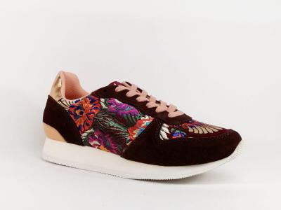 Basket cuir marron destockage TROPEZIENNES cocoon  pas cher pour femme