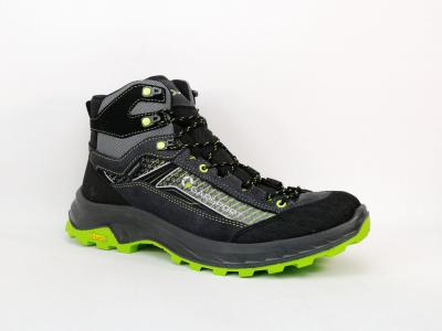 Chaussures randonnée homme imperméable montante cuir noir vert destockage GARSPORT mikeno mid