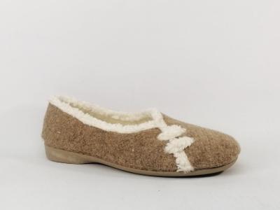 Chaussons ballerine femme chic et chauds fourrés beige ZEL'S 2487