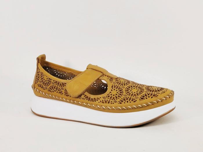 Chaussure femme cuir très souple jaune moutarde babies confortable PEDRO TORRES 103BON1