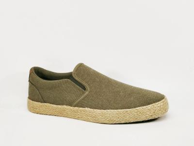 Chaussure homme toile kaki pas cher sans lacets semelle corde TERRE DE MARINS bespa