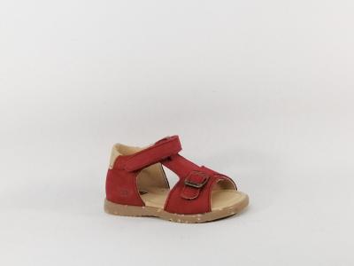 Nu pied bebe garon cuir rouge destockage BOPY rafin avec scratch