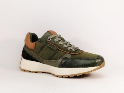 Sneakers femme chic et confortable cuir kaki destockage CARMELA 160862