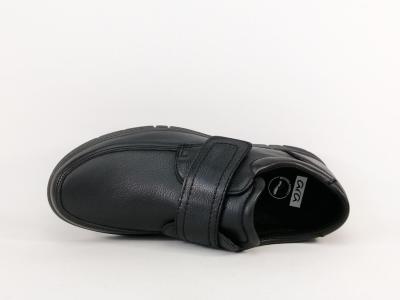 Chaussure homme pieds larges grand confort cuir noir à scratch destockage IMAC ARA 454125