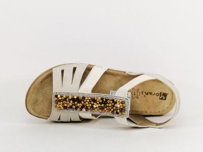 Sandale élastique femme chic confortable semelle cuir souple MORAN'S akora à pas cher beige