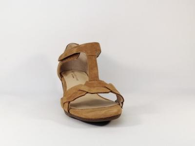 Sandale à talon cuir camel en destockage HUSH PUPPIES tstrap femme