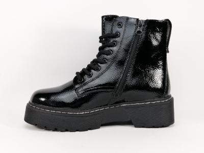 Bottine style rangers vernis noir TOM TAILOR 219640200 femme