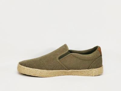 Chaussure homme toile kaki pas cher sans lacets semelle corde TERRE DE MARINS bespa