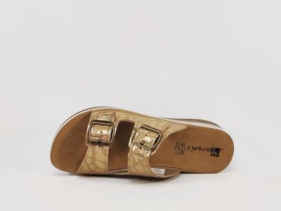 Claquette femme confortable semelle cuir tendance MORAN'S drure beige compensée à pas cher