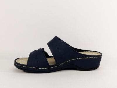 Mule femme compensée grand confort pieds sensibles larges marine MORAN'S passoa velcro