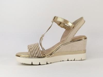 Sandale chic compensée en destockage TAMARIS 28315 or pour femme