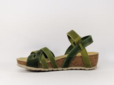 Sandale compensée ARTPELLE 17036 tout cuir vert pour femme