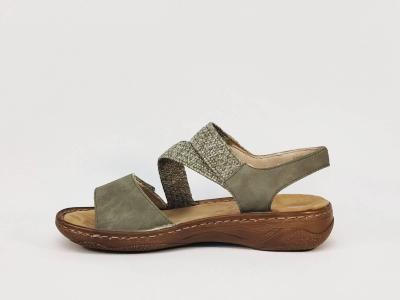 Sandales vertes femme RIEKER V2862 confortable tendance semelle anti stress et velcro