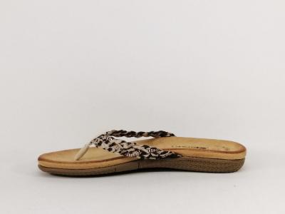 Tong femme chic semelle confortable à pas cher MORAN'S kihan noir beige leopard
