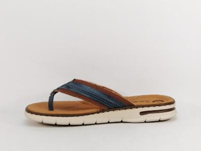 Tong homme cuir confortable ORLAND 25002 jean camel Fabrication Portugal à pas cher