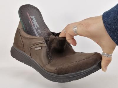 Basket homme sans lacets cuir marron waterproof confortables destockage IMAC 452568