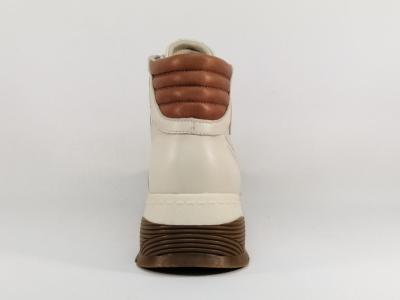 Boots femme en cuir blanc cassé destockage CARMELA 160221 confortable