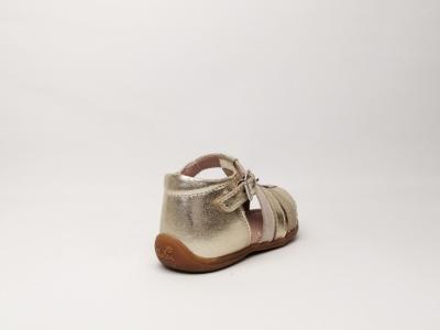 Chaussure d'été cuir beige métal pour fille bébé destockage ASTER Ofilie