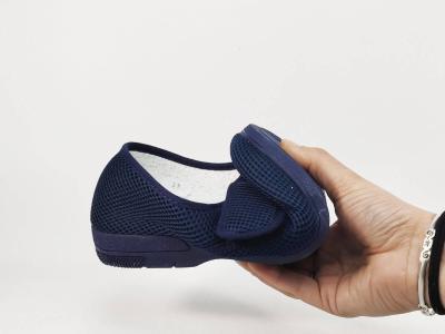 Chaussure homme pieds sensibles toile nid d'abeille marine souple pieds larges SOCA 0171 à scratch