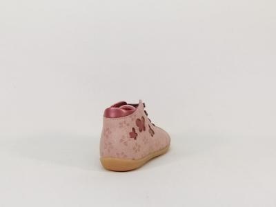 Chaussures premiers pas fille en cuir rose destockage LITTLE MARY leandra