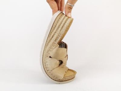 Mule compensée femme chic confortable semelle cuir doré à pas cher MORAN'S accru