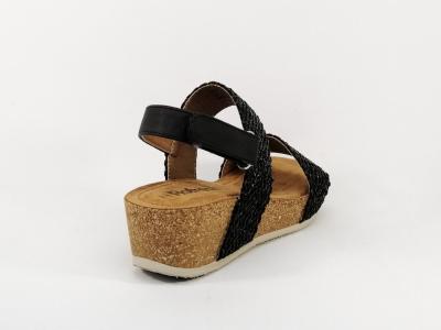 Sandale compensée noire destockage REFRESH 72755 veganes femme