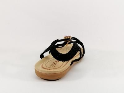 Sandale noire plate tendance à pas cher pour femme CHIC SHOES DF16