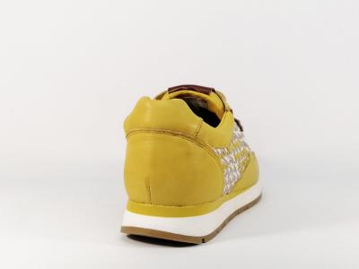 Sneakers cuir jaune tendance femme destockage CARMELA 67279