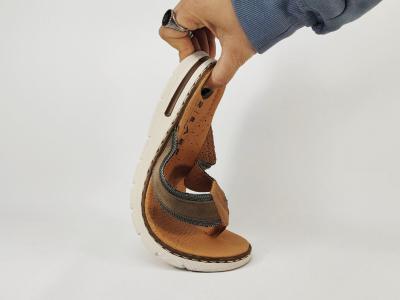 Tong homme cuir confortable ORLAND 26073 camel gris Fabrication Portugal