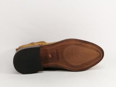 Bottines plates femme cuir nubuck camel confortable et souple destockage CARMELA 160930 CAMEL