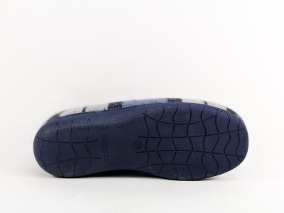 Chausson homme confortable charentaise à carreaux souple ZEL'S 7031 marine