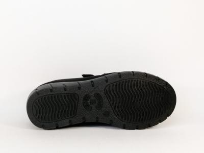 Chaussure pieds larges et sensibles femme très souple et confortable noir à velcro BOISSY 2291