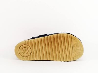 Sabot femme feutre recyclé bleu marine CHIC & RELAX mozina semelle cuir confortable