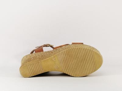 Sandale compensée en cuir orange AGORA Pavana femme fabriquée en Italie