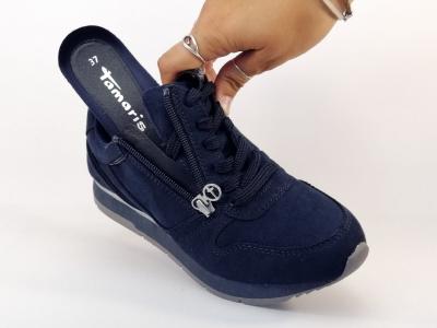 Basket femme destockage TAMARIS 23613 végane marine chic et confortable