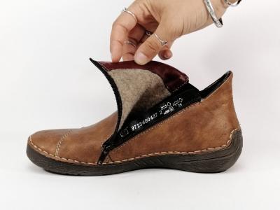 Bottillon camel femme grand confort RIEKER 72581 avec zip