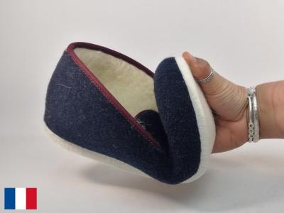 Charentaise homme semelle feutre made in France confort fourré laine BOSSI charentais marine